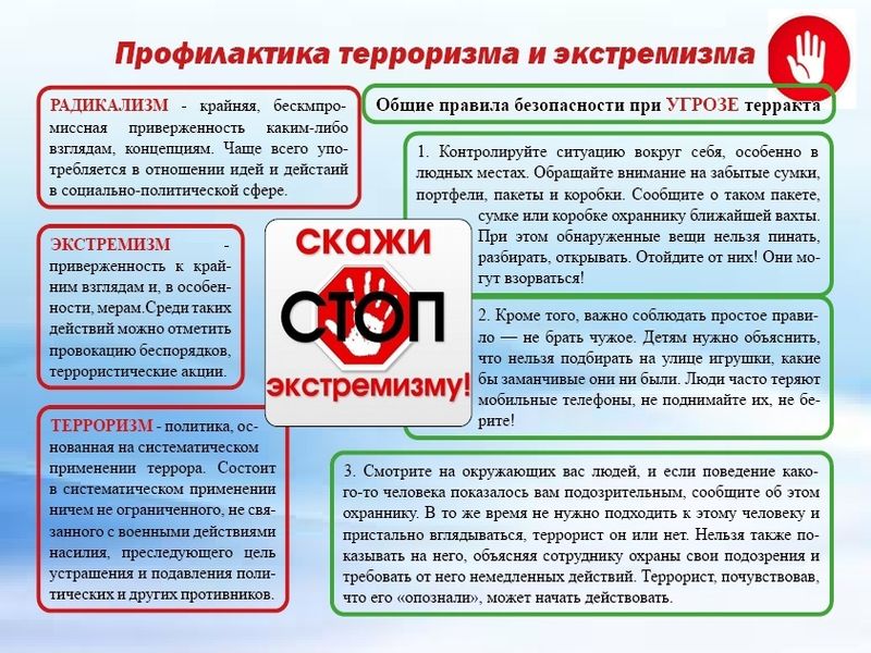 Профилактика терроризма и экстремизма.