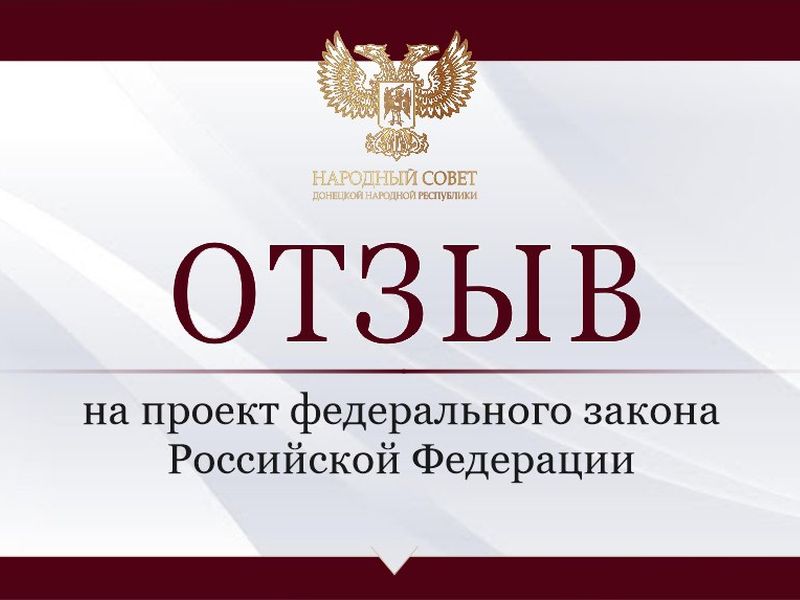 Народный Совет ДНР направил отзывы на проекты федеральных законов.