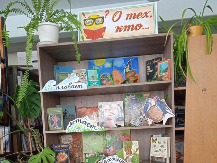 Оформлена книжная выставка «О тех, кто, плавает, летает, жужжит, мяукает и лает». Оформлена книжная выставка «О тех, кто, плавает, летает, жужжит, мяукает и лает».