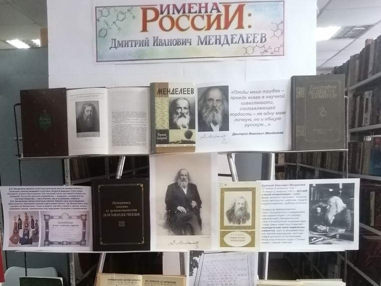 Состоялся просмотр литературы «Имена России: Дмитрий Иванович Менделеев». Состоялся просмотр литературы «Имена России: Дмитрий Иванович Менделеев».