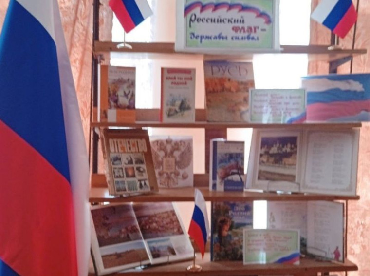 Оформлена книжная выставка «Российский флаг – державы символ». Оформлена книжная выставка «Российский флаг – державы символ».