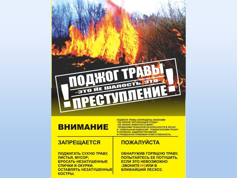«Поджог травы - это не шалость, это - преступление!». «Поджог травы - это не шалость, это - преступление!».