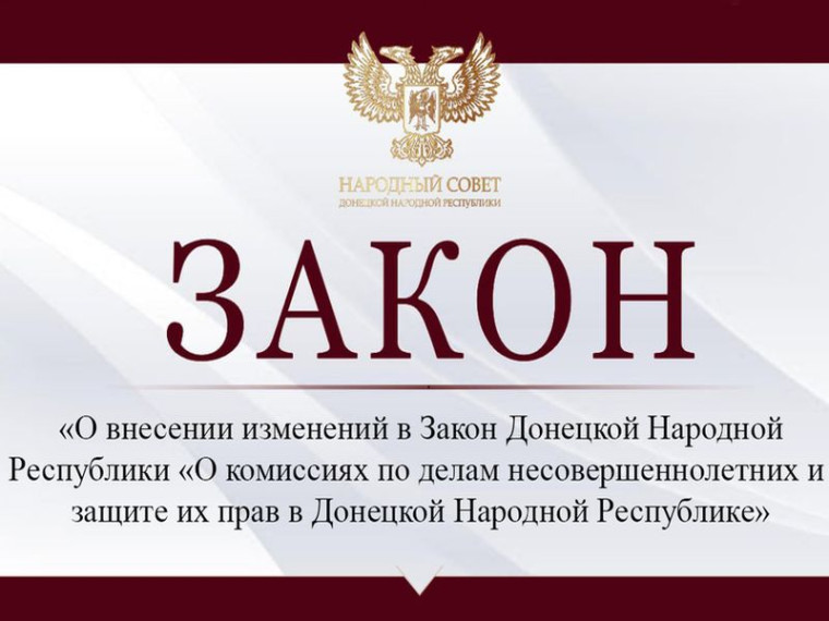 Внесены изменения в Закон «О комиссиях по делам несовершеннолетних и защите их прав в Донецкой Народной Республике». Внесены изменения в Закон «О комиссиях по делам несовершеннолетних и защите их прав в Донецкой Народной Республике».